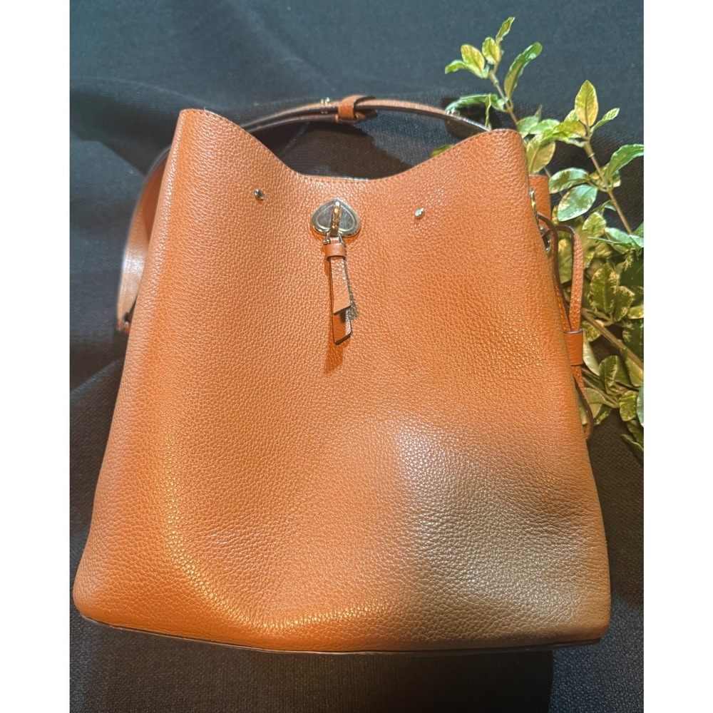 Kate Spade Large Marti Pebbled Leather Bucket Bag Brown WKRU7063
